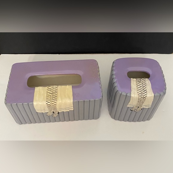 Annie Lee Glazed Resin "Primpin" Rectangle & Square Set of 2 Tissue Boxes Cover - Picture 9 of 16